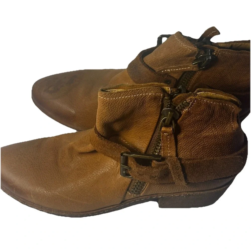 Dolce Vita Womens Size 8 M Brown Leather Zip Buckle‎ Ankle Fashion Boots Bootie
